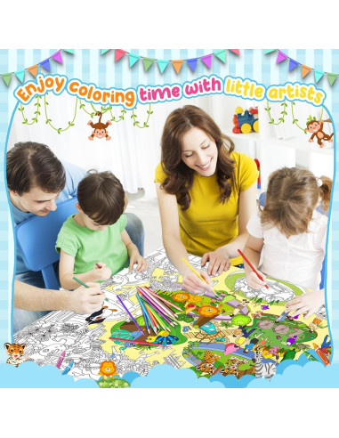 3 Pósters Gigantes para Colorear Rossorha - Dinosaurios, Sirenas y Animales