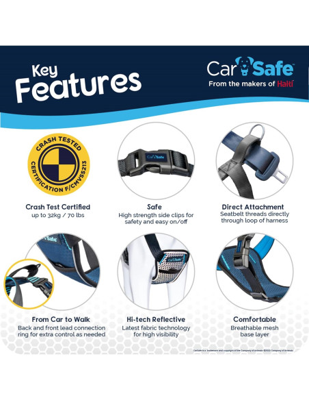 Arnés de Seguridad para Perros CarSafe Grande - Hasta 32Kg