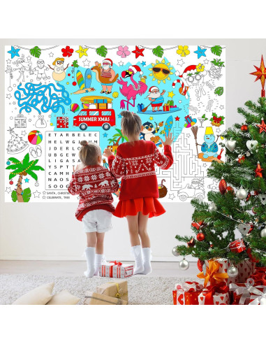 Póster para Colorear Navidad de Verano HOWAF 118x84 cm