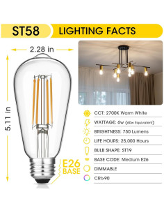 Paquete de 12 bombillas LED Edison Gozelux 60W regulables 2