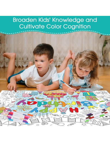 Póster para Colorear Cumpleaños Faccito 110x80 cm + 24 Marcadores