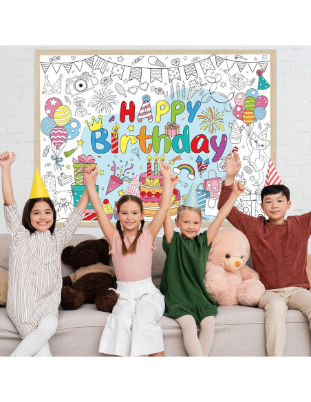 Póster para Colorear Cumpleaños Faccito 110x80 cm + 24 Marcadores