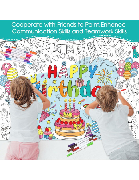 Póster para Colorear Cumpleaños Faccito 110x80 cm + 24 Marcadores