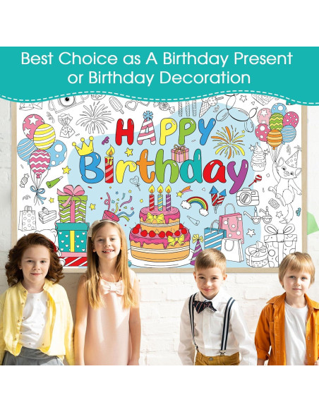 Póster para Colorear Cumpleaños Faccito 110x80 cm + 24 Marcadores