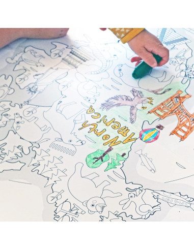 Póster para Colorear Mapa Mundial Dekali Designs 89x132 cm