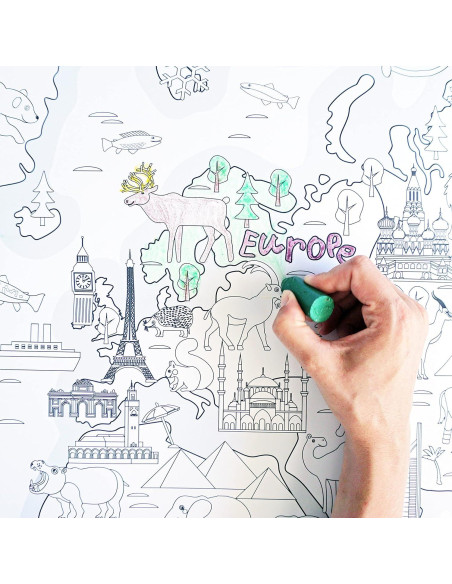 Póster para Colorear Mapa Mundial Dekali Designs 89x132 cm