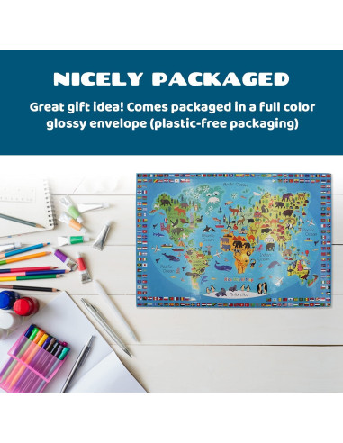 Póster para Colorear Mapa Mundial Dekali Designs 89x132 cm