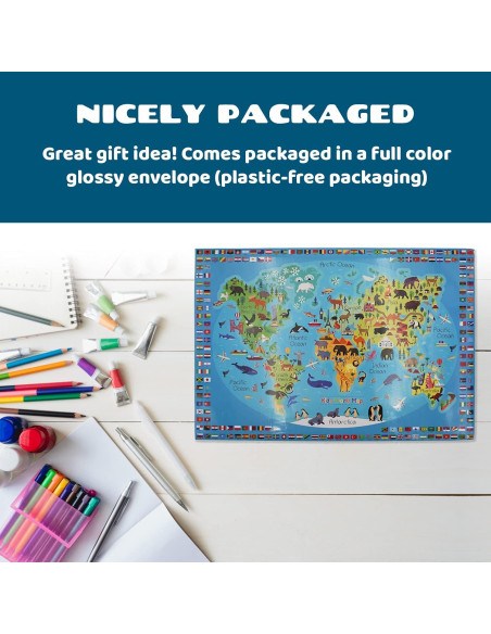 Póster para Colorear Mapa Mundial Dekali Designs 89x132 cm