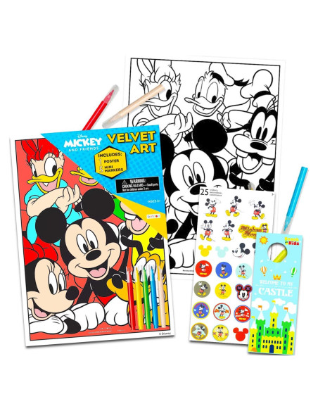 Póster de Colorear Terciopelo Disney Mickey Mouse 28x20cm Póster de Colorear Terciopelo Disney Mickey Mouse 28x20cm