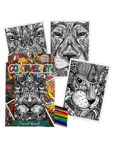 Kit de Colorear Portátil Colorvelvet Felinos Salvajes 4 Pósters