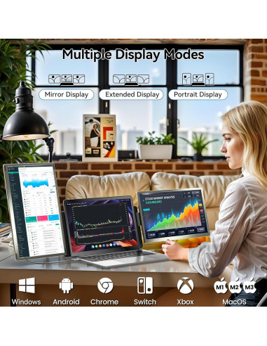 Extensor de Pantalla Triple Domyfan 15.6" FHD 1080P USB-C