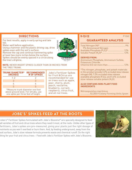 Picos de Fertilizante Jobe's 01612 para Árboles Frutales - 2 Pack