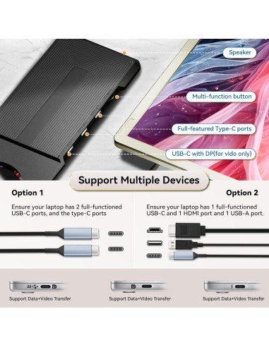 Extensor de Pantalla Triple Domyfan 15.6" FHD 1080P USB-C