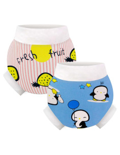 Pañales de Natación Reutilizables EZ Moms 2T Piña-Pingüino