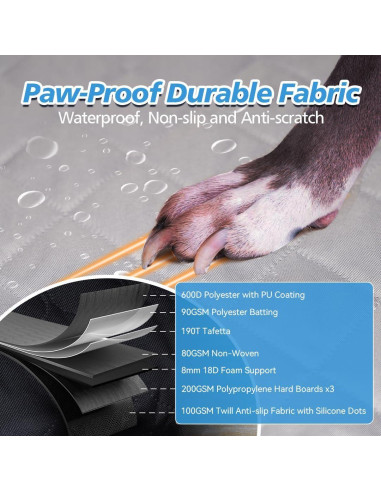 Funda de Asiento Trasero para Perros DOG SEAT COVER Gris 62x44cm