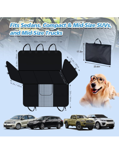 Funda de Asiento Trasero para Perros DOG SEAT COVER Gris 62x44cm