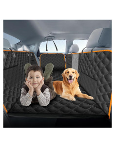 Cubierta de Asiento para Perros Elevoke 190kg Impermeable Negro/Naranja