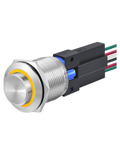 Interruptor Pulsador 22mm ZJWZJH IP67 Acero Inoxidable LED Amarillo