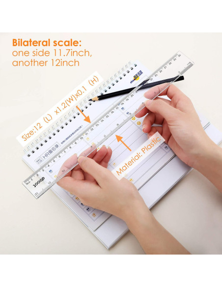 Regla Plástica Transparente EBOOT 30.48 cm - Paquete de 2