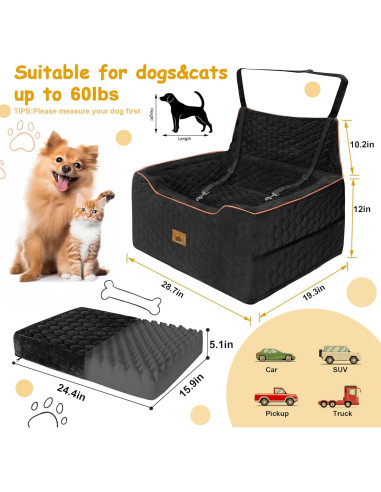 Asiento Elevador para Perros Melafa365 Mediano Negro 27 kg