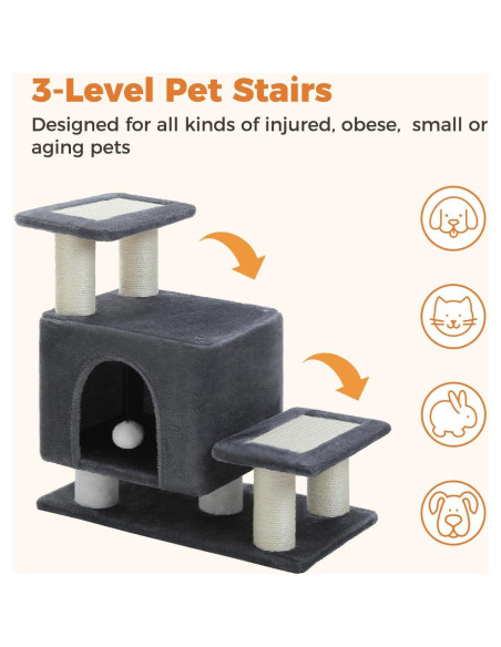 Escalera para Mascotas UYMI 3 en 1 con Rascador y Condominio Escalera para Mascotas UYMI 3 en 1 con Rascador y Condominio