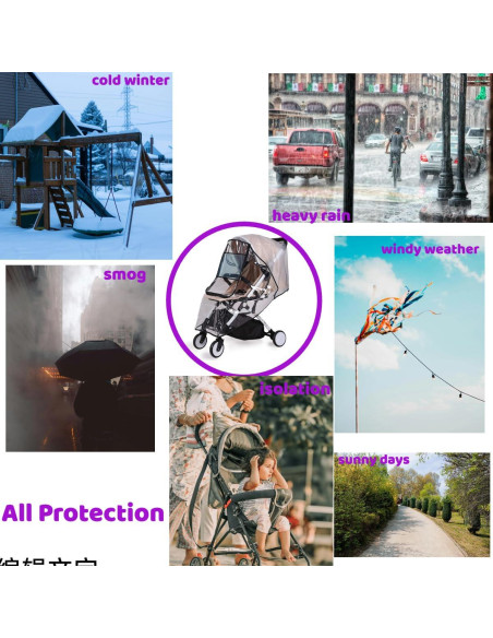 Cubierta de Lluvia Universal para Cochecito de Bebé EVA 56x99cm