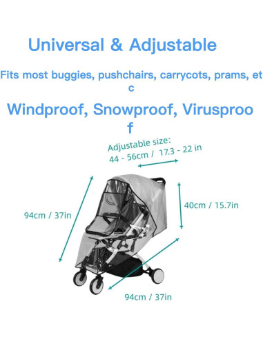 Cubierta de Lluvia Universal para Cochecito de Bebé EVA 56x99cm
