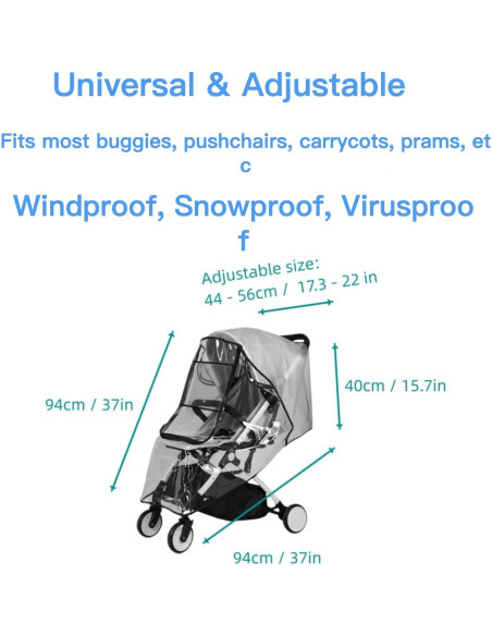 Cubierta de Lluvia Universal para Cochecito de Bebé EVA 56x99cm