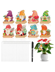 UPINS 24 Etiquetas de Gnomos para Jardín - Madera Impermeable