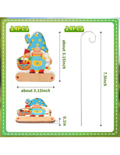 UPINS 24 Etiquetas de Gnomos para Jardín - Madera Impermeable 2