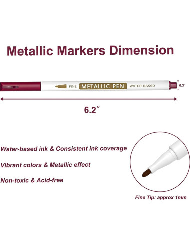 Paquete de 30 Marcadores Metálicos Lineon 24 Colores Punta Fina