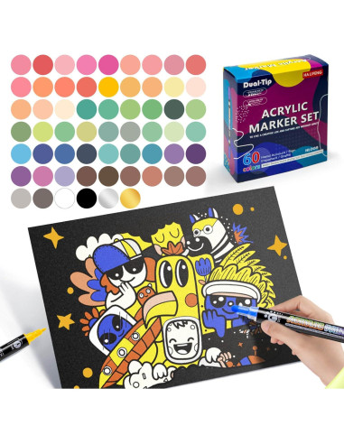 Marcadores de Pintura Acrílica Leilifre 60 Colores Doble Punta