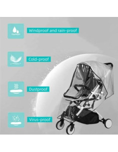 Cubierta de Lluvia Universal para Cochecito de Bebé - Transparente 2