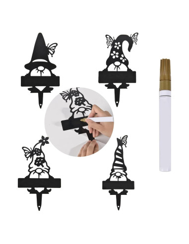 Marcadores de Jardín en Forma de Gnomo ChezMax - Paquete de 4