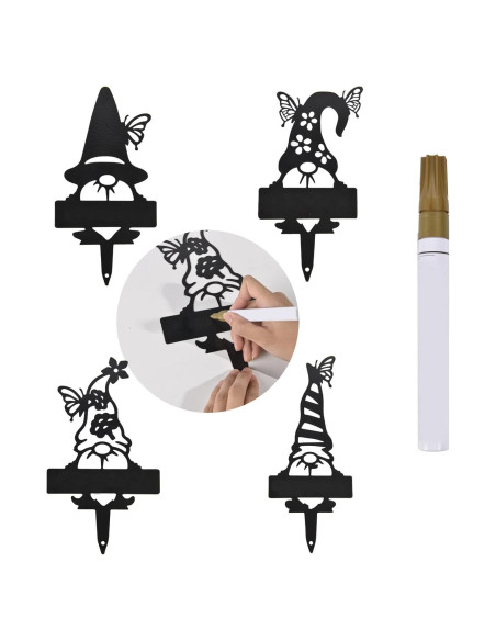 Marcadores de Jardín en Forma de Gnomo ChezMax - Paquete de 4 Marcadores de Jardín en Forma de Gnomo ChezMax - Paquete de 4