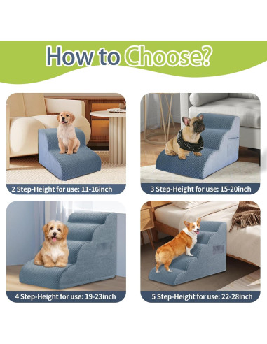 Escaleras para perros Yukfona 5 escalones antideslizantes 60 cm