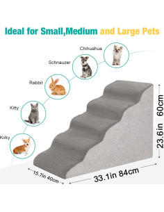 Escaleras para Perros Uross 5 Niveles Antideslizantes Gris 2