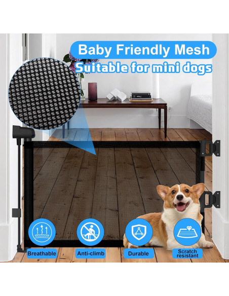 Puerta Retráctil para Perros YORWHIN 35.56 cm Negra Expandible Puerta Retráctil para Perros YORWHIN 35.56 cm Negra Expandible