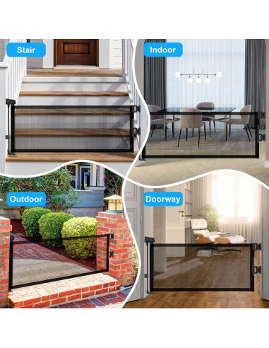 Puerta Retráctil para Perros YORWHIN 35.56 cm Negra Expandible