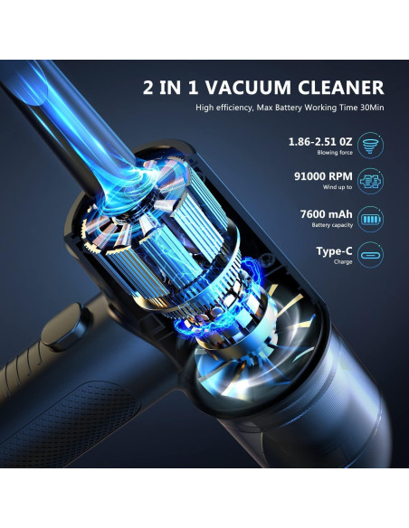 Soplador de aire Airpher 2 en 1 70000RPM recargable