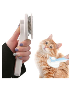 Cepillo Slicker Autolimpiante Falnatco para Gatos y Perros Azul