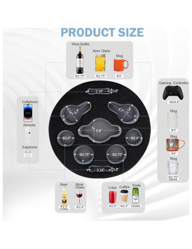 Cojín Soporte para Tazas FDMGEL Negro - Previene Derrames