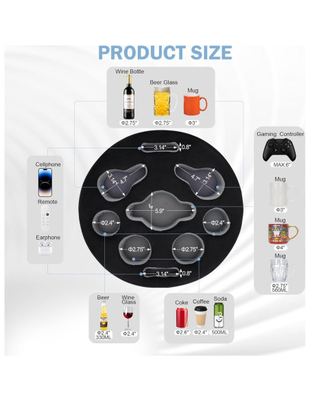 Cojín Soporte para Tazas FDMGEL Negro - Previene Derrames