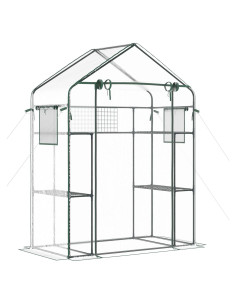 Invernadero Mini Portátil Outsunny 142x73 cm con 6 Estantes