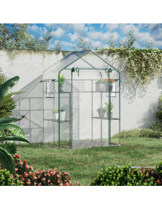 Invernadero Mini Portátil Outsunny 142x73 cm con 6 Estantes 2