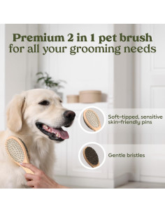 Cepillo 2-en-1 Pawfume para Gatos y Perros - Mango de Madera 2