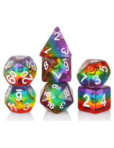 Juego de Dados Poliedricos HD Arcoíris 7 Piezas D&D