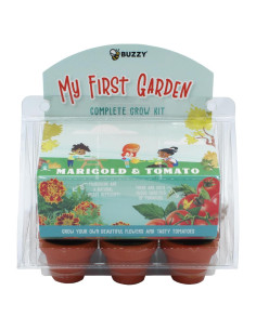 Kit de Cultivo de Semillas Buzzy - 6 Macetas Mini para Tomate Cherry y Caléndula