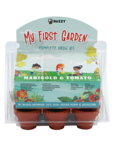 Kit de Cultivo de Semillas Buzzy - 6 Macetas Mini para Tomate Cherry y Caléndula 2