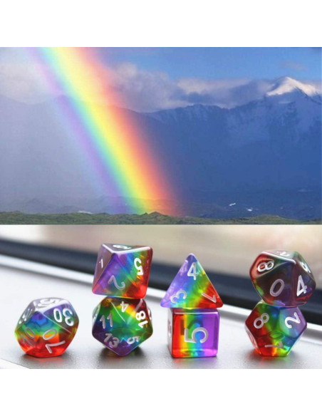 Juego de Dados Poliedricos HD Arcoíris 7 Piezas D&D